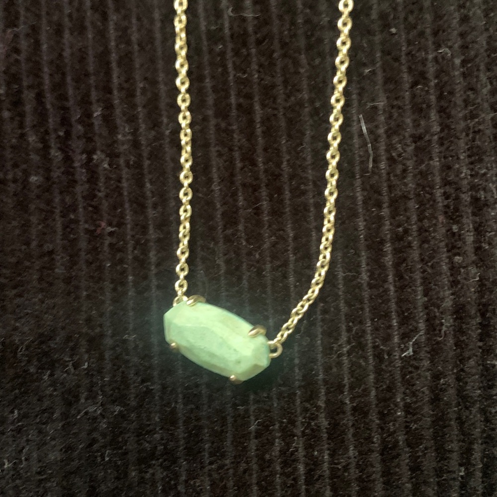 Kendra Scott Silver color Chain Necklace with Mint Green Stone